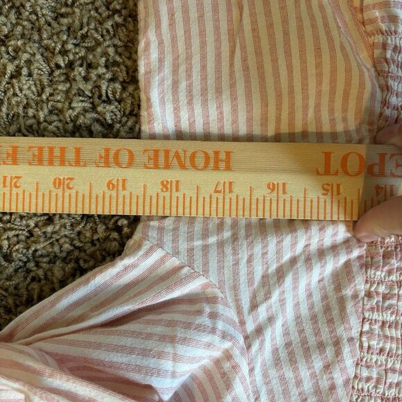 Sundance Julia Top Size‎ S Gingham Shirt Smocked Peplum Blouse Boho Peach Pink - Picture 9 of 9